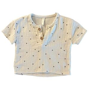 Quincy Mae Cream Star Print Short Sleeve Tee Size 3-6 Months